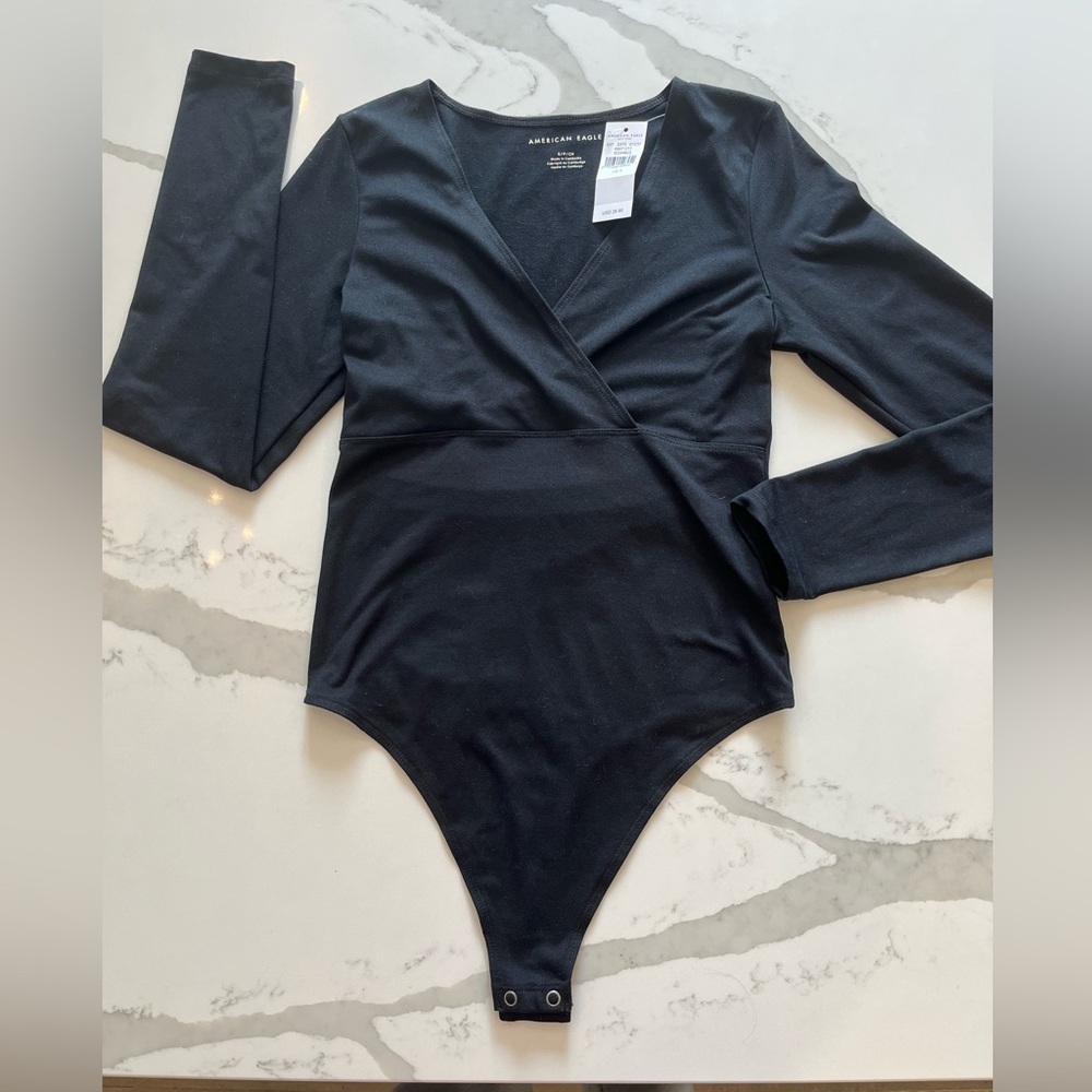 American Eagle Outfitters Black Thong Bodysuit